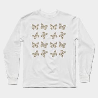 Honey Gold Butterflies Pattern Long Sleeve T-Shirt